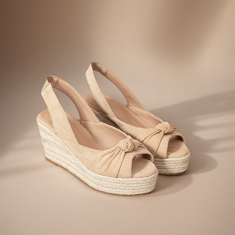 Espadrille Sandal Women - Бежевые эспадрильи LIHUAMAO с открытым носком,
