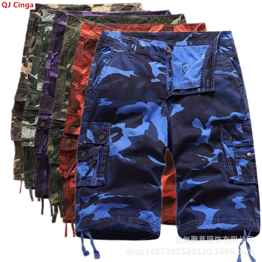 Summer Clothing Work - Мужские синие камуфляжные рабочие шорты длиной