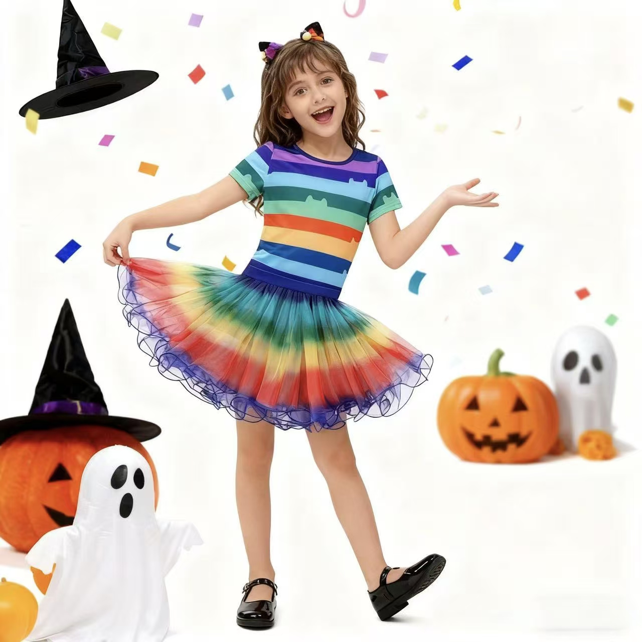 Summer Clothing Kids - Футболка в радужную полоску для девочек,