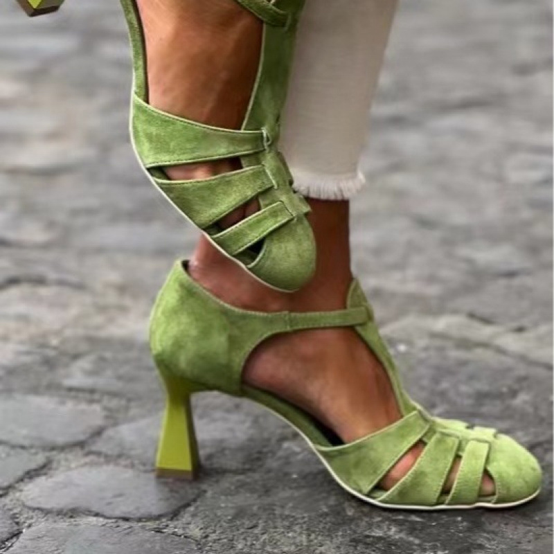Summer Clothing Items - Женские зеленые замшевые туфли-лодочки на каблуке-рюмочке