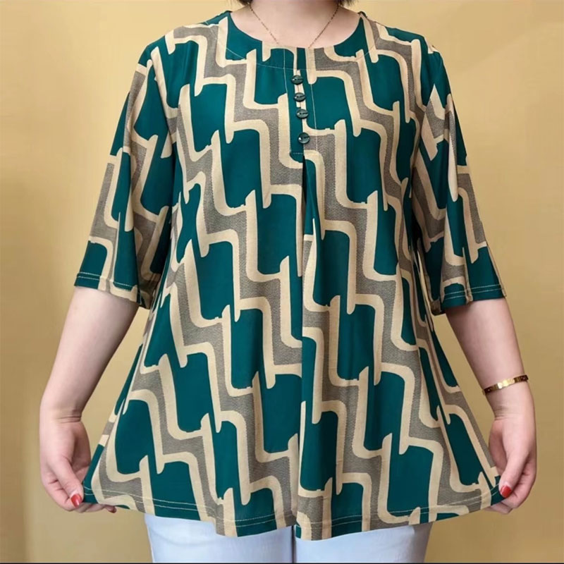 Summer Clothing For 70 Year Old Woman - Женская свободная футболка средней длины, Повседневный