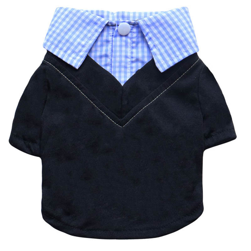 Summer Dog Clothing - Клетчатая рубашка для собаки, имитация двух